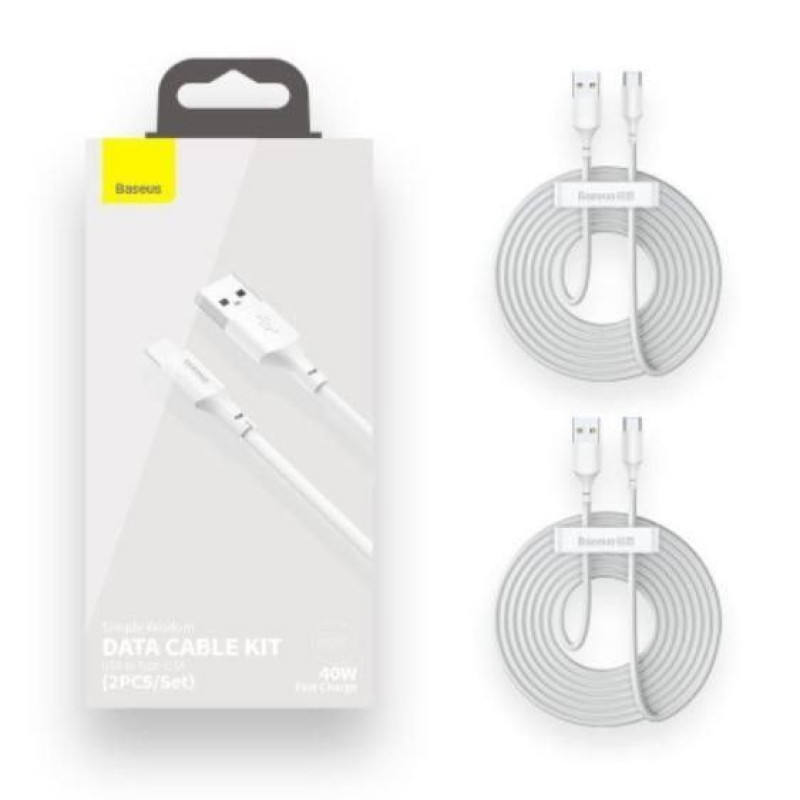 Baseus Kabelis Baseus  CABLE USB TO USB-C 1.5M/2PCS WHITE TZCATZJ-02
