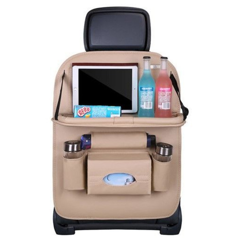 Ilike Auto Aksesuāri  iLike  Car organizer for the seat foldable shelf mini car table Beige