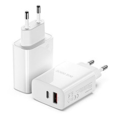 Dux Ducis Adapteris Dux Ducis Universal Travel charger C70 - USB + Type C - PD 20W QC 3.0 18W 3A White