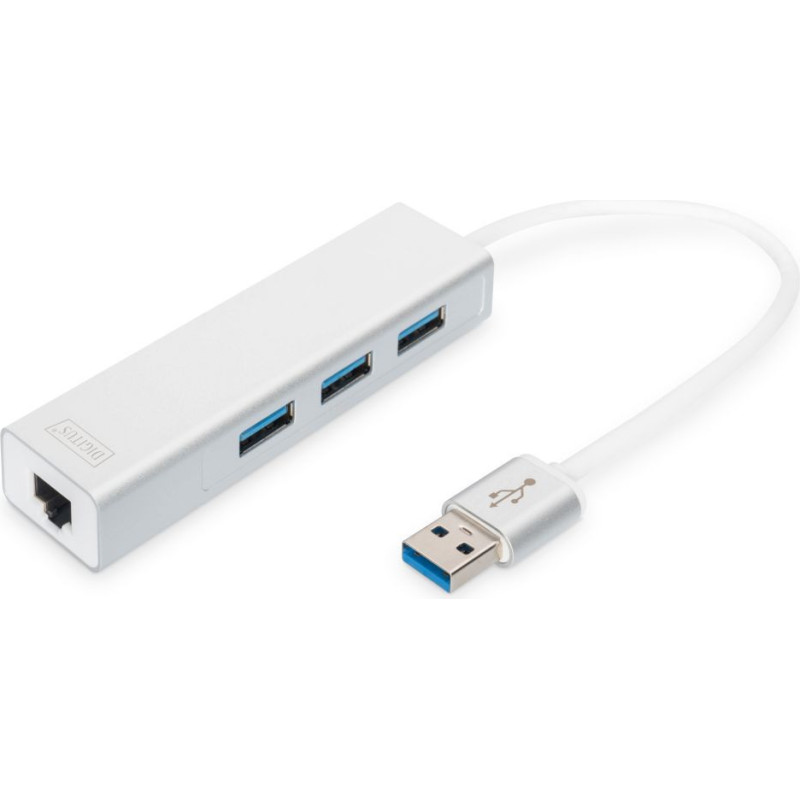 Digitus Kabelis Digitus  3-port USB Hub and Gigabit LAN adapter 	DA-70250-1