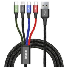 Baseus Kabelis Baseus  cable USB 4in1 Lightning / 2x USB Type C / micro USB cable in nylon braid 3.5A 1.2m black (CA1T4-B01) Black