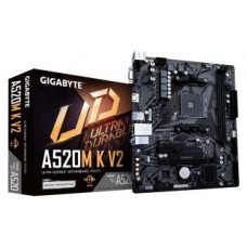 Gigabyte Pamatplate Intel procesorsiem Gigabyte  A520M K V2 1.0 M/B Processor family AMD, Processor socket AM4, DDR4 DIMM, Memory slots 2, Supported hard disk drive interfaces 	SATA, M.2, Number of SATA connectors 4, Chipset AMD A520, Micro ATX