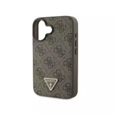 Guess Aizmugurējais vāciņš Guess Apple iPhone 16 PU 4G Strass Triangle Metal Logo Case Brown