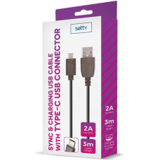 Setty Kabelis Setty Universal USB Cable 3m 2A type-C Black