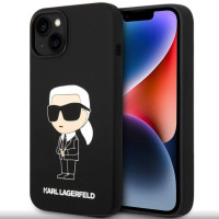 Karl Lagerfeld Aizmugurējais vāciņš Karl Lagerfeld Apple iPhone 15 Liquid Silicone Ikonik NFT Cas Black