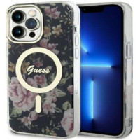 Guess Aizmugurējais vāciņš Guess Apple iPhone 14 Pro Max 6.7 hardcase Flower MagSafe Black