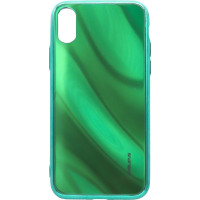 Evelatus Aizmugurējais vāciņš Evelatus Apple iPhone X/XS Water Ripple Full Color Electroplating Tempered Glass Case Green