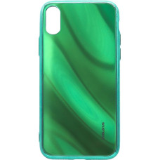 Evelatus Aizmugurējais vāciņš Evelatus Apple iPhone X/XS Water Ripple Full Color Electroplating Tempered Glass Case Green