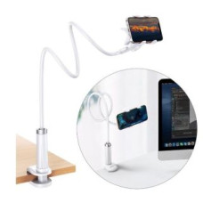 Ilike Dokstacija iLike  Universal holder stand phone holder tablet (up to 12cm wide) tripod lazy holder with flexible arm white White