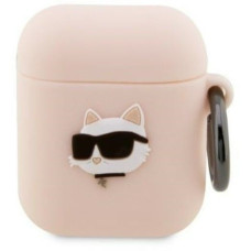 Karl Lagerfeld Maciņš austiņām Karl Lagerfeld Universal AirPods 1/2 cover Silicone Choupette Head 3D Pink