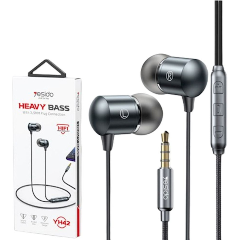 Yesido Vadu austiņas yesido  YH42 Earphone 3.5mm With Microfone Black
