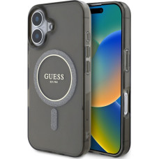 Guess Aizmugurējais vāciņš Guess Apple Guess IML Glitter Ring MagSafe Case for iPhone 16 Black