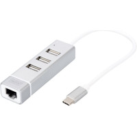 Digitus Cita datorprece Digitus  USB Type-C 3-Port Hub + Fast Ethernet LAN Adapter