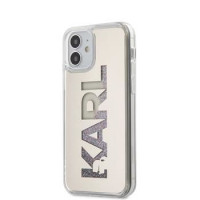 Karl Lagerfeld Aizmugurējais vāciņš Karl Lagerfeld  iPhone 12 mini 5.4'' Liquid Glitter Multi Mirror Cover Silver