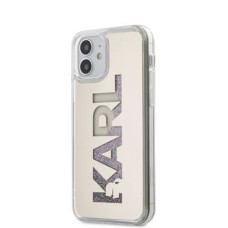 Karl Lagerfeld Aizmugurējais vāciņš Karl Lagerfeld  iPhone 12 mini 5.4'' Liquid Glitter Multi Mirror Cover Silver