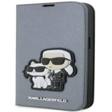 Karl Lagerfeld Atveramie maciņi Karl Lagerfeld Apple iPhone 14 Pro 6.1 Saffiano Karl&Choupette bookcase Silver