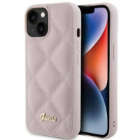 Guess Aizmugurējais vāciņš Guess Apple iPhone 15 HC PU QUILTED METAL LOGO Pink