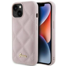 Guess Aizmugurējais vāciņš Guess Apple iPhone 15 HC PU QUILTED METAL LOGO Pink