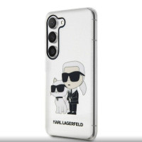 Karl Lagerfeld Aizmugurējais vāciņš Karl Lagerfeld Samsung Galaxy S23 IML Glitter Karl and Choupette NFT Case Transparent