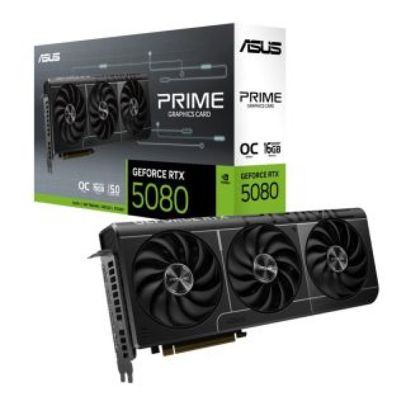 Asus Grafiskās karte / Video kartes Asus  Graphics Card||NVIDIA GeForce RTX 5080|16 GB|GDDR7|256 bit|PCIE 5.0 16x|1xHDMI|3xDisplayPort|PRIME-RTX5080-O16G
