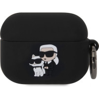 Karl Lagerfeld Aizmugurējais vāciņš Karl Lagerfeld - Karl Lagerfeld 3D Logo NFT Karl and Choupette Silicone Case for AirPods Pro Black