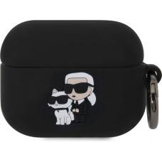 Karl Lagerfeld Aizmugurējais vāciņš Karl Lagerfeld - Karl Lagerfeld 3D Logo NFT Karl and Choupette Silicone Case for AirPods Pro Black