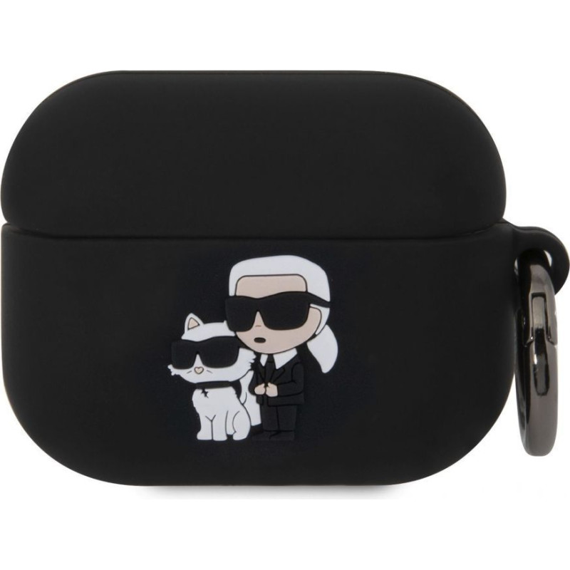 Karl Lagerfeld Aizmugurējais vāciņš Karl Lagerfeld - Karl Lagerfeld 3D Logo NFT Karl and Choupette Silicone Case for AirPods Pro Black