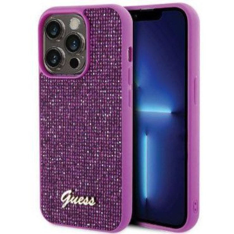 Guess Aizmugurējais vāciņš Guess Apple iPhone 15 Pro Max HC PU DISCO SCRIPT METAL Purple