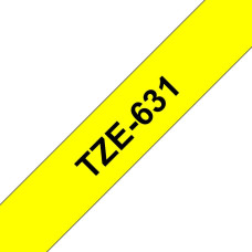Brother Aksesuāri un izejmateriāli Brother  TZe-631 Laminated Tape Black on Yellow, TZe, 8 m, 1.2 cm
