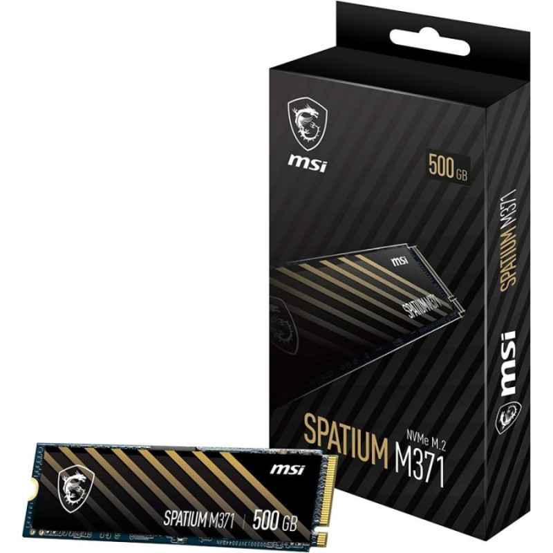 MSI Cietais disks SSD MSI  SSD||SPATIUM M371|500GB|M.2|PCIE|NVMe|3D NAND|Write speed 1150 MBytes/sec|Read speed 2200 MBytes/sec|2.15mm|TBW 110 TB|MTBF 1500000 hours|S78-440K160-P83