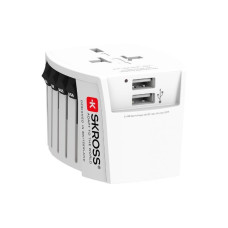Skross Adapteris Skross  MUV USB (2xA) Compact 2-pole world travel adapter with 2 integrated USB ports White