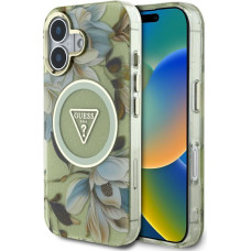 Guess Aizmugurējais vāciņš Guess - Etui Guess Glitter Flowers Triangle       Buttons MagSafe do iPhone 16 Green