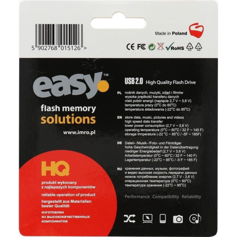 Imro Atmiņas kartes Imro  IMRO pendrive EASY (ECO) 16GB USB2.0