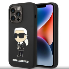 Karl Lagerfeld Aizmugurējais vāciņš Karl Lagerfeld Apple iPhone 15 Pro Liquid Silicone Ikonik NFT Case Black