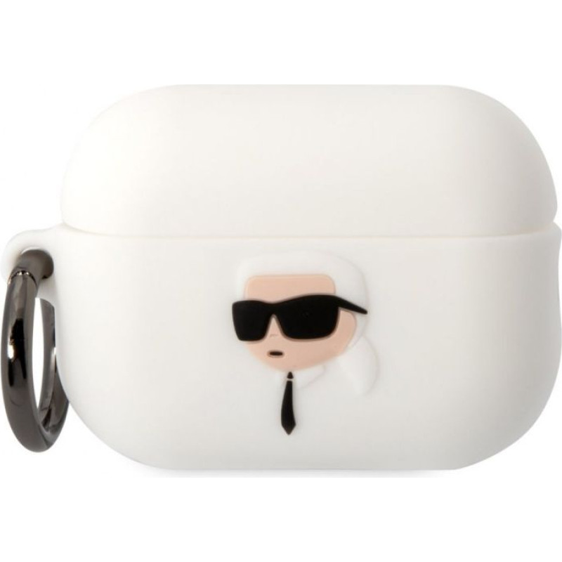 Karl Lagerfeld Aizmugurējais vāciņš Karl Lagerfeld - Karl Lagerfeld 3D Logo NFT Karl Head Silicone Case for AirPods Pro 2 White