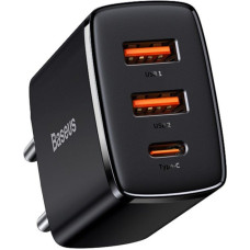 Baseus Adapteris Baseus  Baseus Compact fast charger 2x USB / USB Type C 30W 3A Power Delivery Quick Charge black (CCXJ-E01)