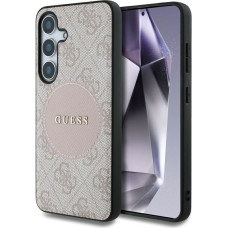 Guess Aizmugurējais vāciņš Guess Samsung Galaxy S25 Etui 4G Round Patch Classic Logo MagSafe Pink
