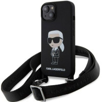 Karl Lagerfeld Aizmugurējais vāciņš Karl Lagerfeld Apple iPhone 15 6.1 hardcase Crossbody Silicone Ikonik Black