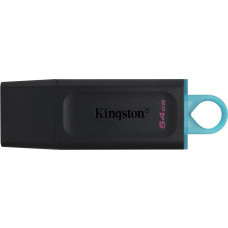 Kingston Zibatmiņa Kingston  DataTraveler Exodia USB Flash Drive 64 GB, USB 3.2 Gen 1, Black/Blue, Protective Cap, Large loop