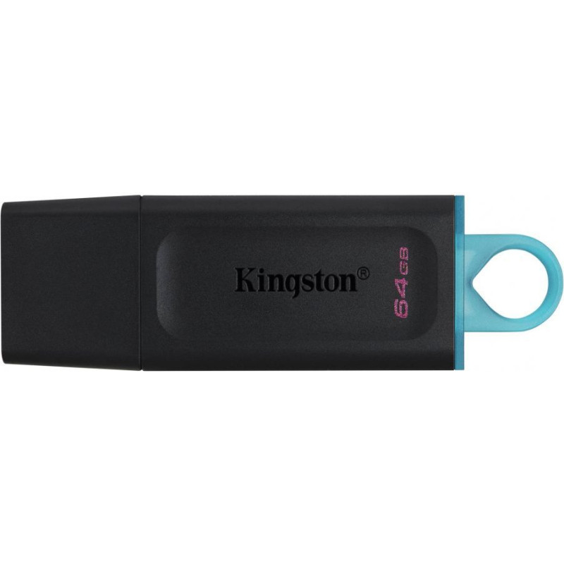 Kingston Zibatmiņa Kingston  DataTraveler Exodia USB Flash Drive 64 GB, USB 3.2 Gen 1, Black/Blue, Protective Cap, Large loop