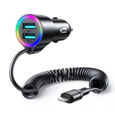 Joyroom Auto lādētāji Joyroom  3-in-1 fast car charger with Lightning cable 1.5m 17W Black