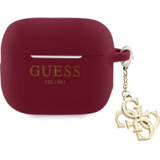 Guess Maciņš austiņām Guess - Airpods 3 Case Silicone Classic Logo Gold With 4G Charm Marengo