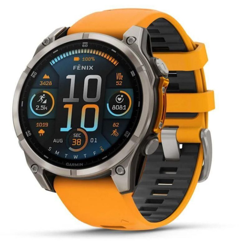 Garmin Viedpulksteni Garmin  SMARTWATCH FENIX 8 SAPPHIRE/ORANGE 010-02905-11
