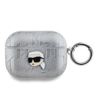Karl Lagerfeld Maciņš austiņām Karl Lagerfeld Apple AirPods Pro PU Embossed Karl Head Case Silver