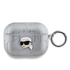 Karl Lagerfeld Maciņš austiņām Karl Lagerfeld Apple AirPods Pro PU Embossed Karl Head Case Silver