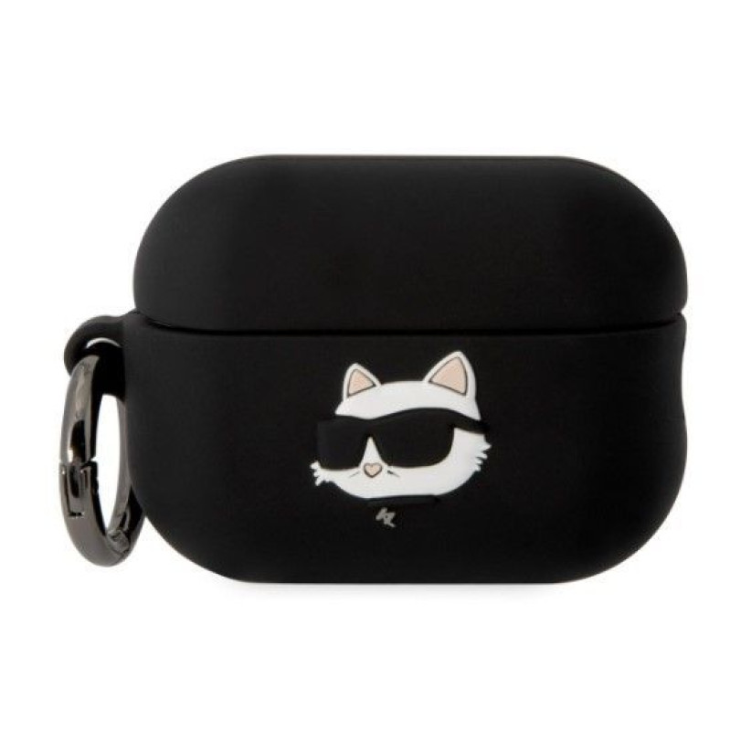 Karl Lagerfeld Maciņš austiņām Karl Lagerfeld Apple Airpods 3 Logo NFT Choupette Head Silicone Case Black