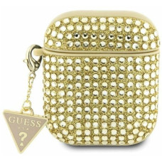 Guess Maciņš austiņām Guess - AirPods 1/2 cover Rhinestone Triangle Charm Gold