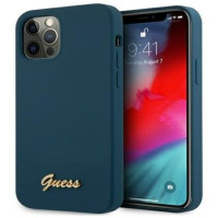 Guess Aizmugurējais vāciņš Guess Apple iPhone 12 Pro Max 6.7 hardcase Metal Logo Script Blue