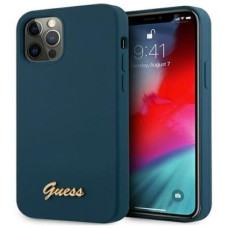 Guess Aizmugurējais vāciņš Guess Apple iPhone 12 Pro Max 6.7 hardcase Metal Logo Script Blue