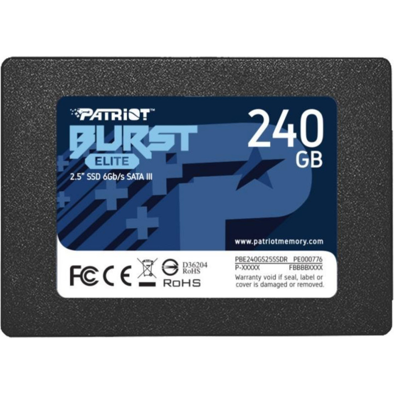 Patriot Cietais disks SSD Patriot  SSD||Burst Elite|240GB|SATA 3.0|3D NAND|Write speed 320 MBytes/sec|Read speed 450 MBytes/sec|2,5
